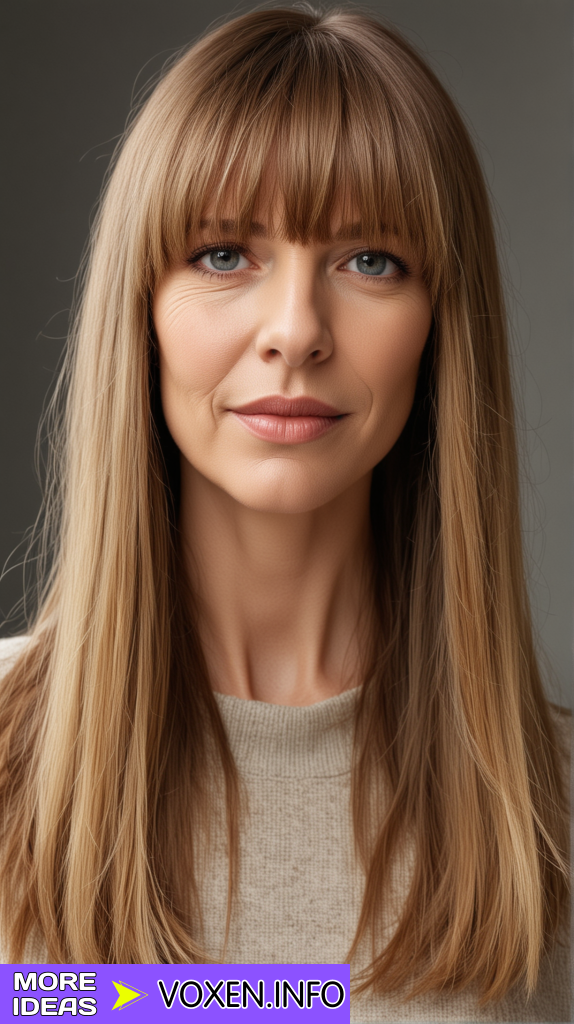 23 Timeless Long Hair with Bangs for Women Over 50: Elegant Hairstyles to Enhance Your Look