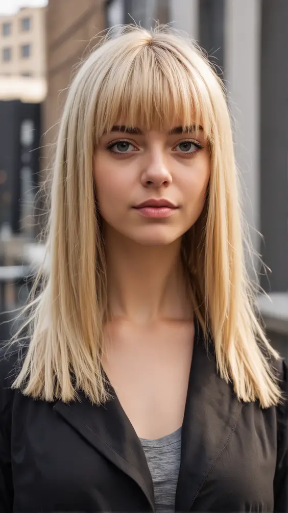 21 Transform Your Look with Blunt Hair Bangs: Styles for Lobs, Angled Bobs, and Layered Bobs
