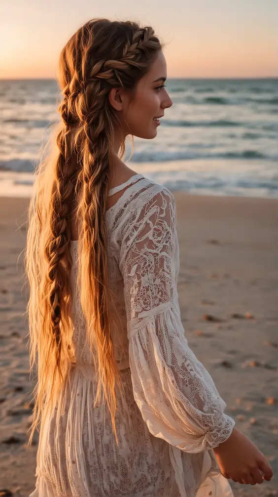 22 Easy Everyday Summer Hairstyles: Low Ponytail & Milkmaid Braid
