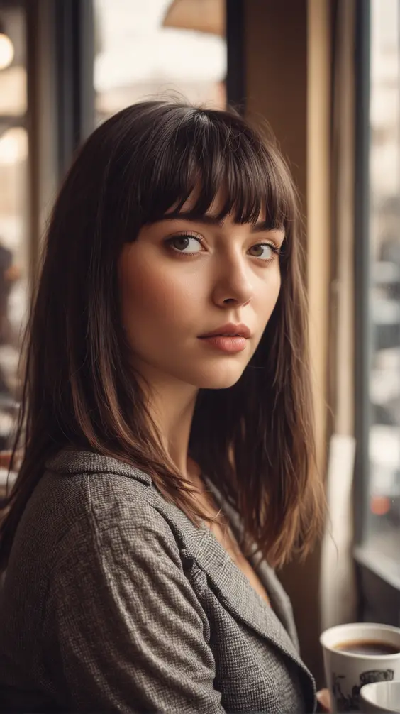 21 Transform Your Look with Blunt Hair Bangs: Styles for Lobs, Angled Bobs, and Layered Bobs