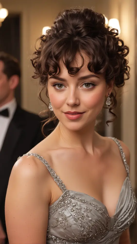 22 Curly Hair Bangs Styles: Discover Bob, Pinned Back, & Elegant Updos