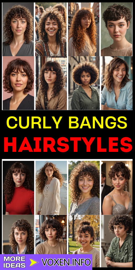 22 Curly Hair Bangs Styles Discover Bob, Pinned Back, & Elegant Updos
