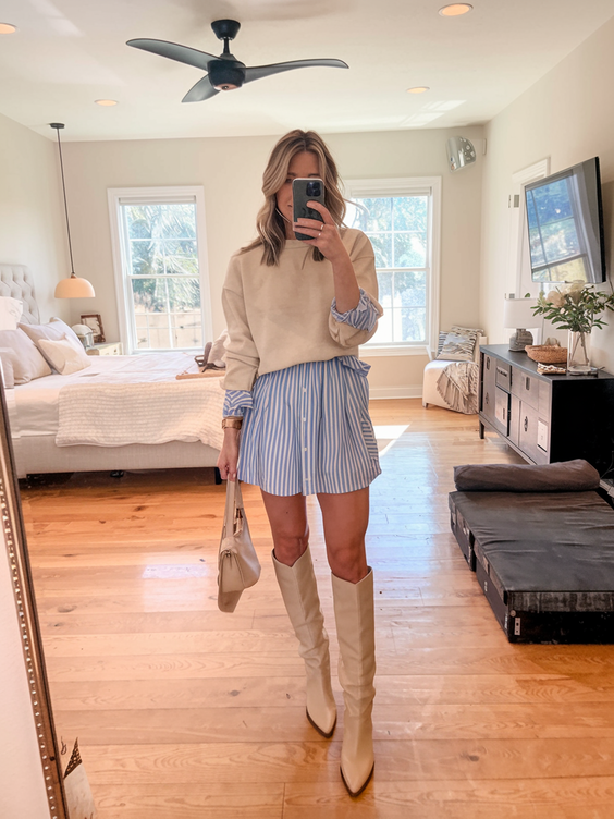 Preppy Spring Outfits 2025: Chic Knit Sweaters and Light Denim Ideas