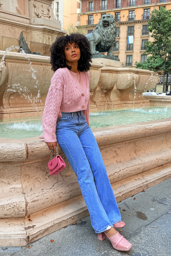 Preppy Spring Outfits 2025: Chic Knit Sweaters and Light Denim Ideas