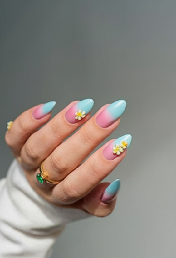 Explore Top Spring Summer Nails Ideas 2025: Pink Florals and Bunny Themes.