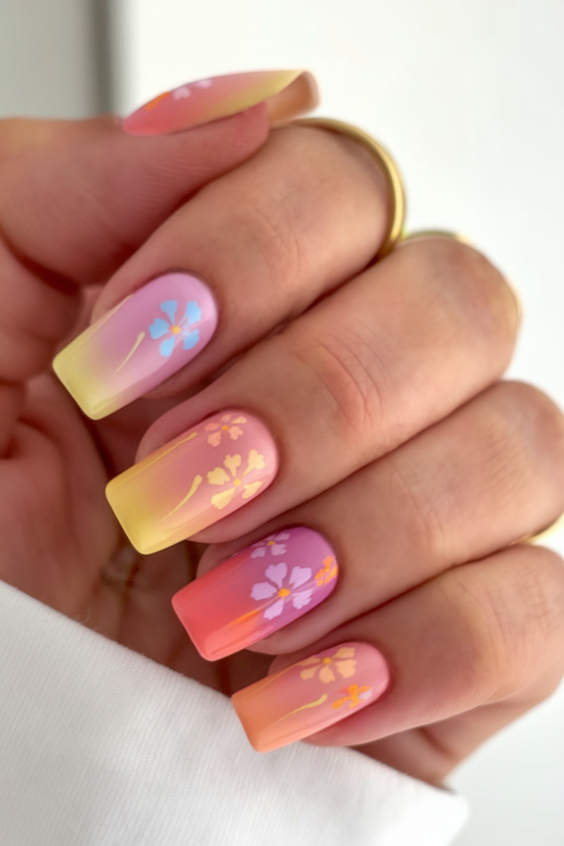 Explore Top Spring Summer Nails Ideas 2025: Pink Florals and Bunny Themes.