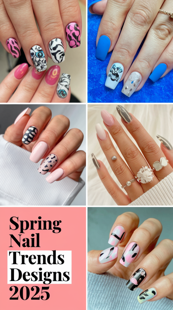 Spring Nails Colors Ideas 2025: Trendy Almond, Square & Coffin Styles