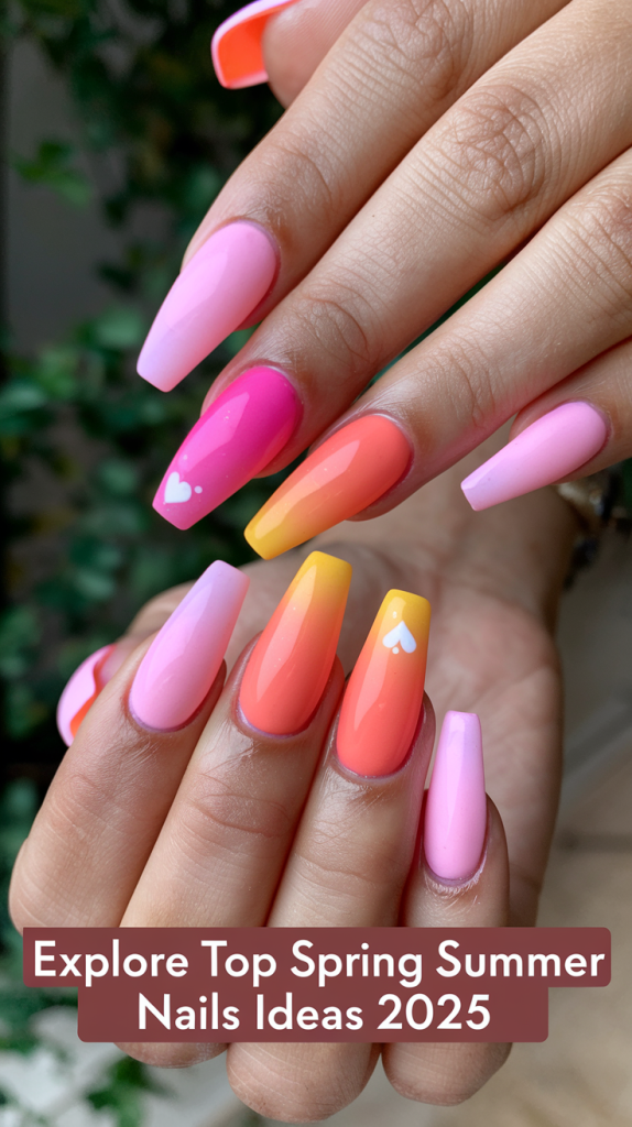 Explore Top Spring Summer Nails Ideas 2025: Pink Florals and Bunny Themes.