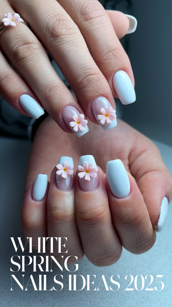 White Spring Nails Ideas 2025 – Trendy Pastel & Minimal Designs