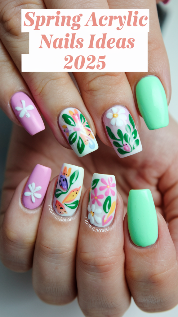 Spring Acrylic Nails Ideas 2025 – Trendy Designs, Colors & Styles