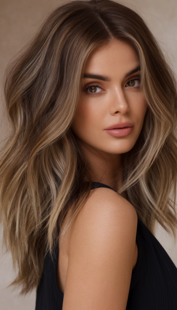 Highlights for Brunettes Sun Kissed Summer 2025: Brown Hair and Blonde Color Balayage Ideas
