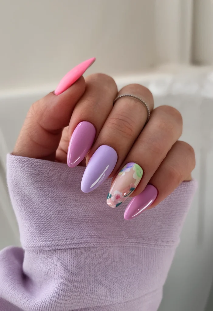 Chic June Nails Ideas 2025 with Florals and Pastels