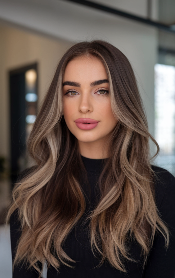 Highlights for Brunettes Sun Kissed Summer 2025: Brown Hair and Blonde Color Balayage Ideas