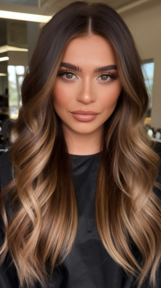 Highlights for Brunettes Sun Kissed Summer 2025: Brown Hair and Blonde Color Balayage Ideas