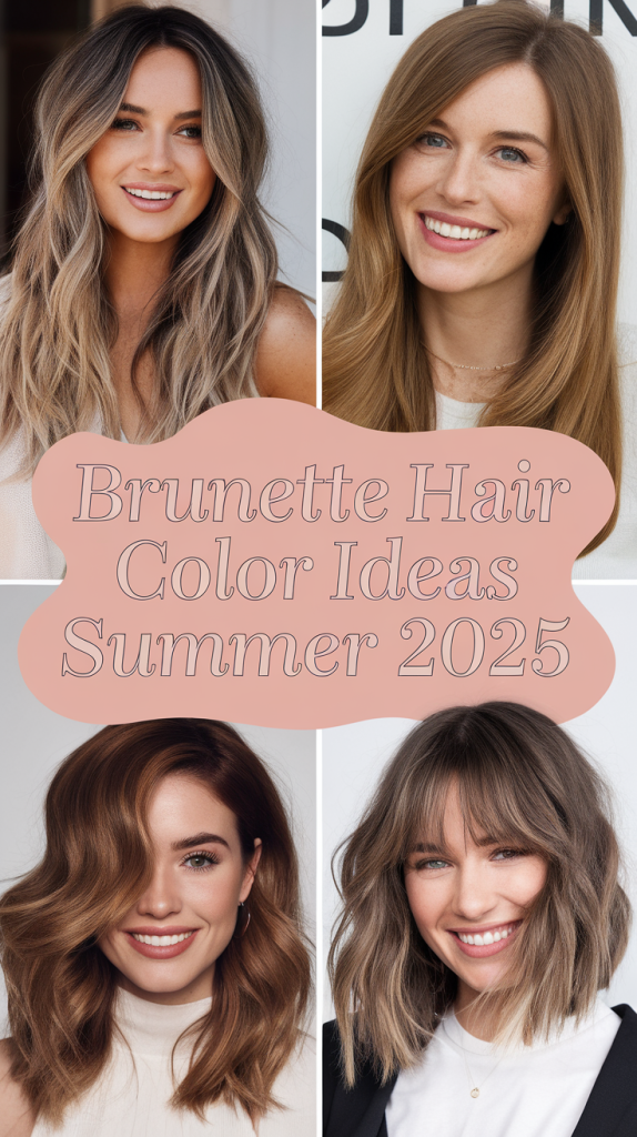 Highlights for Brunettes Sun Kissed Summer 2025: Brown Hair and Blonde Color Balayage Ideas