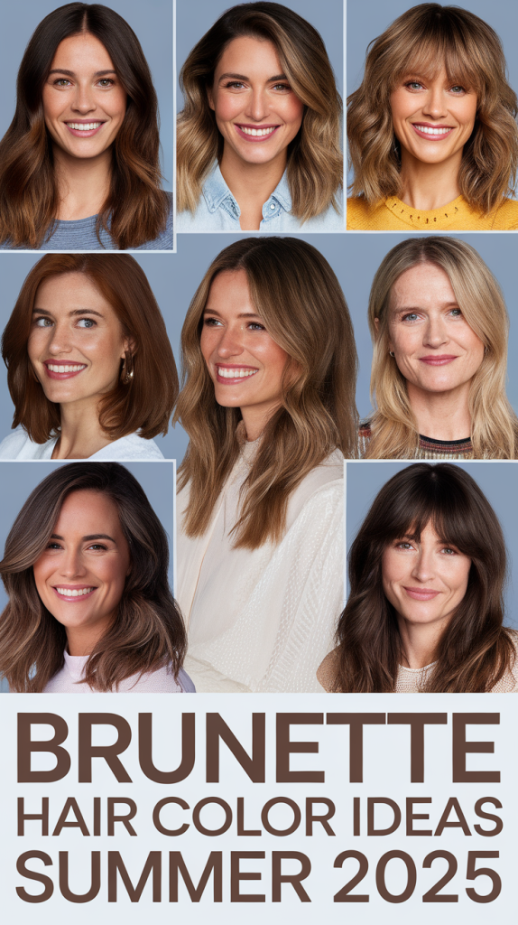Highlights for Brunettes Sun Kissed Summer 2025: Brown Hair and Blonde Color Balayage Ideas