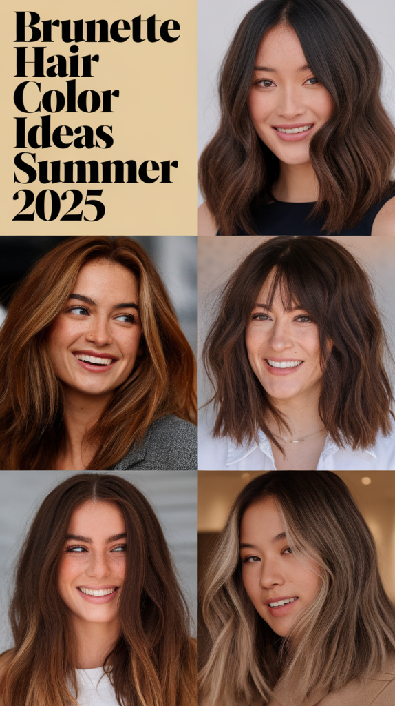 Highlights for Brunettes Sun Kissed Summer 2025: Brown Hair and Blonde Color Balayage Ideas