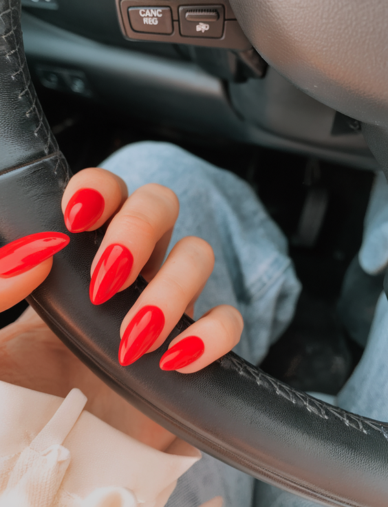 Bold and Glossy Summer Red Nail Ideas 2025 That Match Every Hair Outfit, Top, or Skirt You Wear