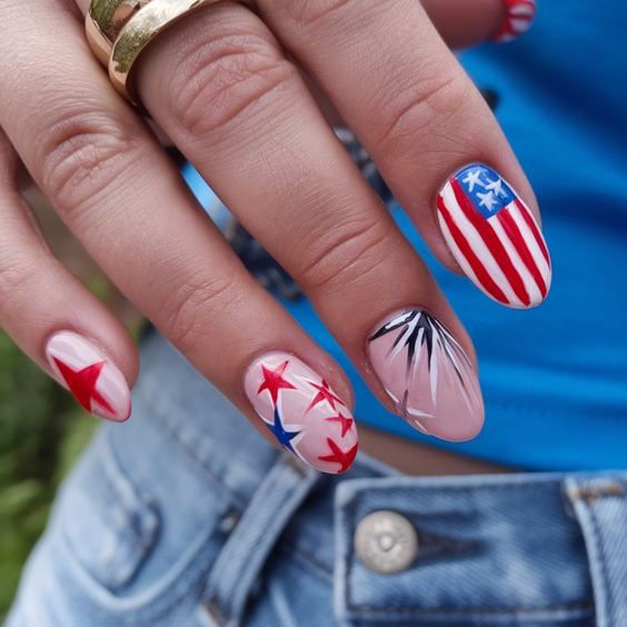 July Nails Ideas 2025: Red, White, and Blue Designs for Summer Inspiration