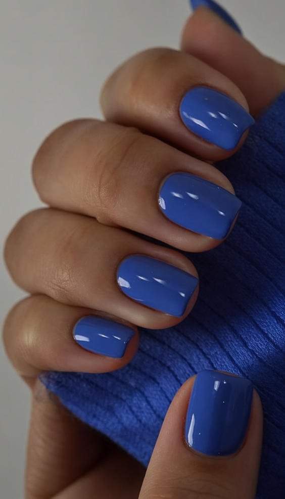 Bright Summer Blue Nails Ideas 2025 for Beach Vacations, Almond Shapes, and Simple Square Designs