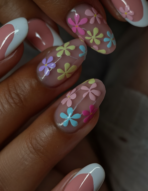 Summer Flower Nails Ideas 2025 for Every Style from Hibiscus to Pink and Orange Acrylic Looks