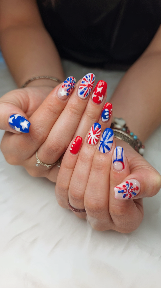 Celebrate with Sparkling Ombre Fourth of July Nails Ideas 2025 for a Festive Summer Manicure