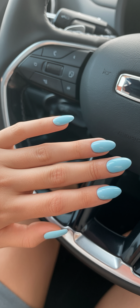 Bright Summer Blue Nails Ideas 2025 for Beach Vacations, Almond Shapes, and Simple Square Designs
