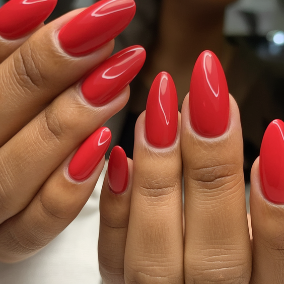 Bold and Glossy Summer Red Nail Ideas 2025 That Match Every Hair Outfit, Top, or Skirt You Wear