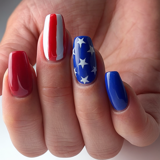 Celebrate with Sparkling Ombre Fourth of July Nails Ideas 2025 for a Festive Summer Manicure