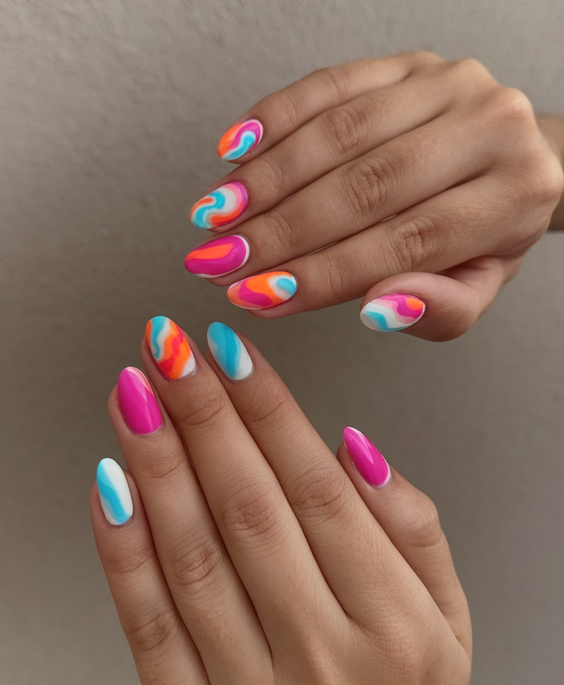 Bright Summer Nail Inspo 2025 with Bold Neon Colors and Pastel Florals for All Nail Shapes