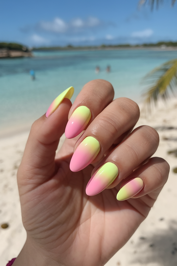 Summer Almonds Nails Ideas 2025 for Colorful Beach Vacation Looks with Classy Simple Designs