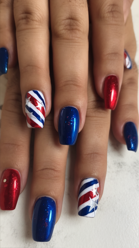 July Nails Ideas 2025: Red, White, and Blue Designs for Summer Inspiration