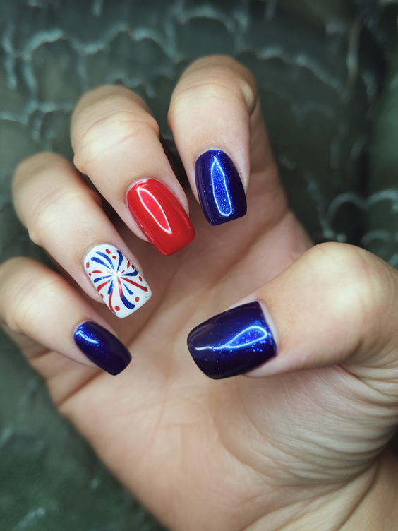 Celebrate with Sparkling Ombre Fourth of July Nails Ideas 2025 for a Festive Summer Manicure