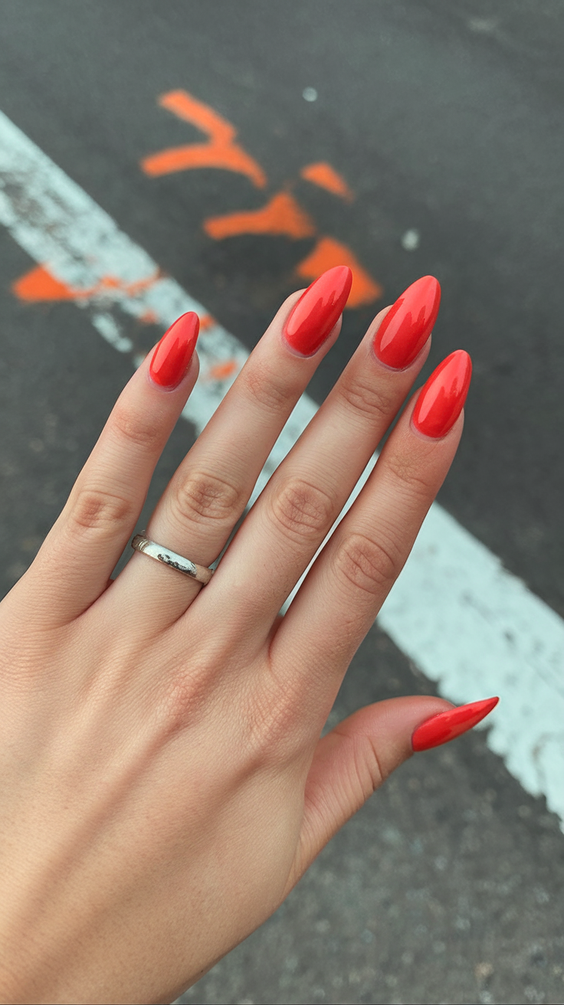 Bold and Glossy Summer Red Nail Ideas 2025 That Match Every Hair Outfit, Top, or Skirt You Wear