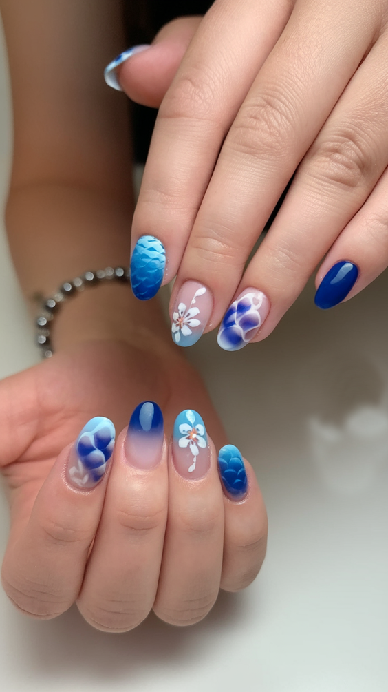 Tropical Sunset and Palm Tree Hawaii Nails Ideas 2025 for Vibrant Summer Vibes
