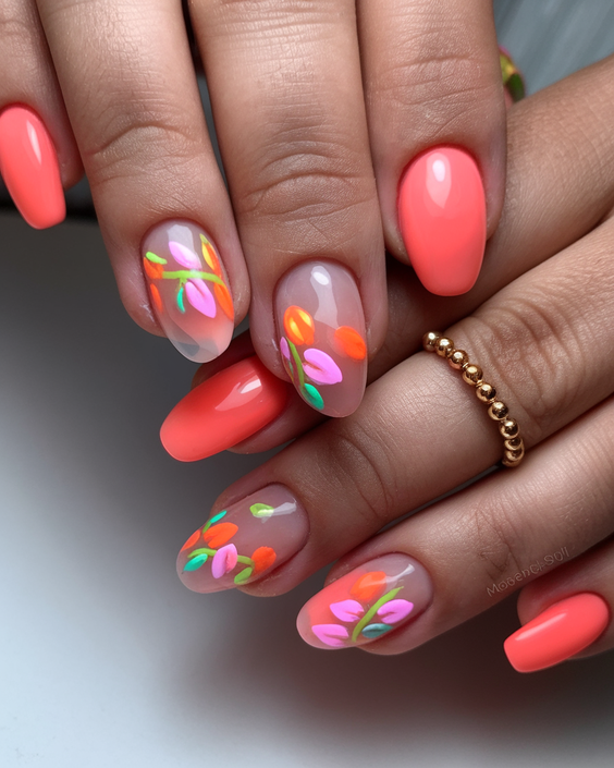Bright Summer Nail Inspo 2025 with Bold Neon Colors and Pastel Florals for All Nail Shapes