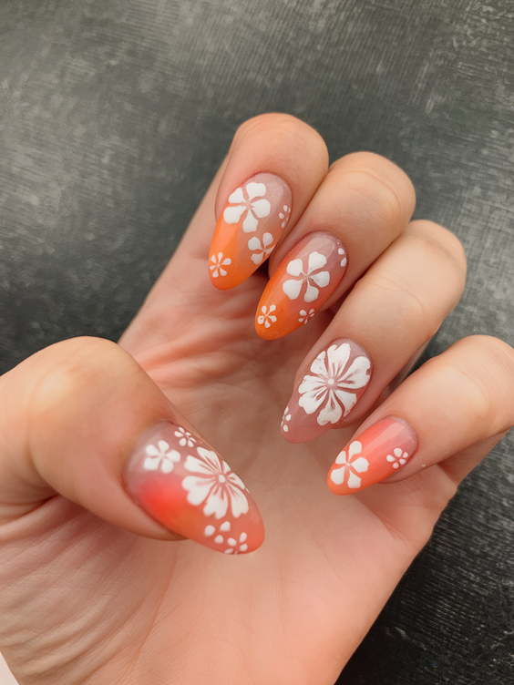 Summer Flower Nails Ideas 2025 for Every Style from Hibiscus to Pink and Orange Acrylic Looks