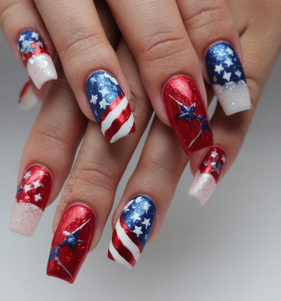 Patriotic Nails Design Ideas 2025: Red, White & Blue Trends for Summer Glamour