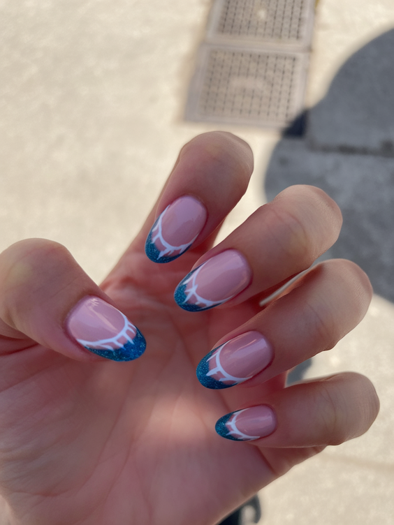 Bright Summer Blue Nails Ideas 2025 for Beach Vacations, Almond Shapes, and Simple Square Designs