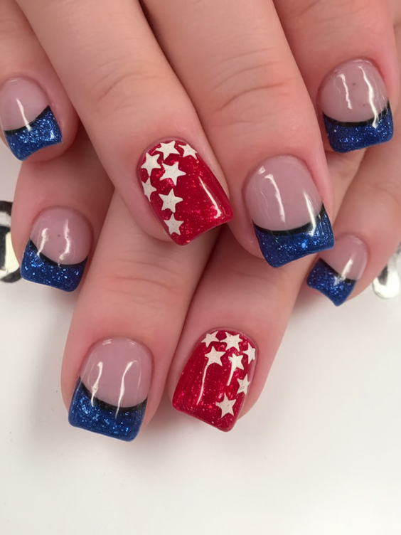 Celebrate with Sparkling Ombre Fourth of July Nails Ideas 2025 for a Festive Summer Manicure