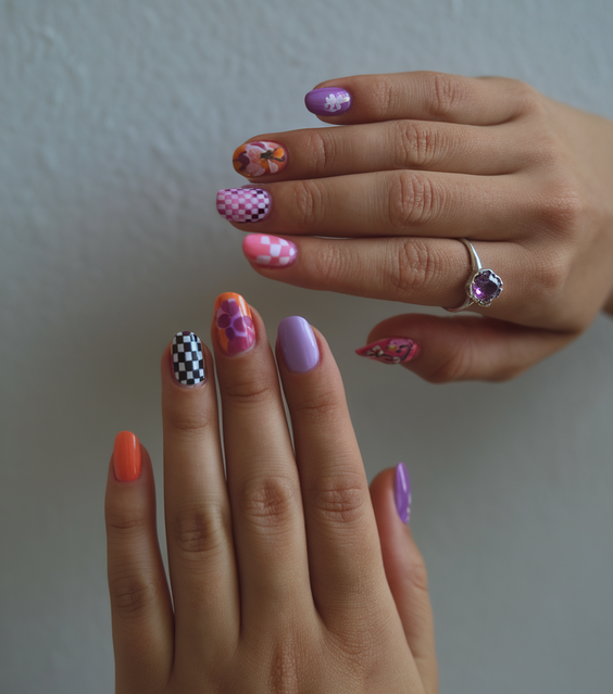 Fresh Summer Acrylic Nail Ideas 2025 with Bright Colors, Floral Accents, and Modern Art Vibes