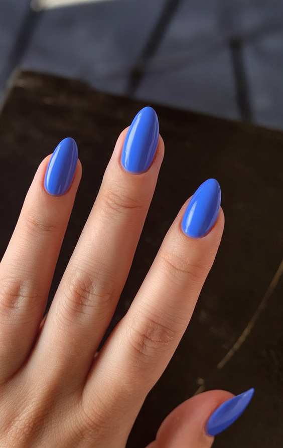 Bright Summer Blue Nails Ideas 2025 for Beach Vacations, Almond Shapes, and Simple Square Designs