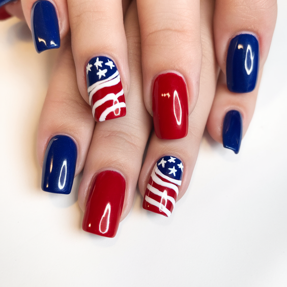 Celebrate with Sparkling Ombre Fourth of July Nails Ideas 2025 for a Festive Summer Manicure