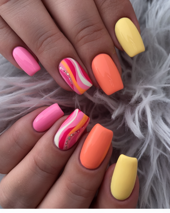 Summer Gel Nail Design Ideas 2025 with Bold Color Combos, Shapes, and Artistic Details