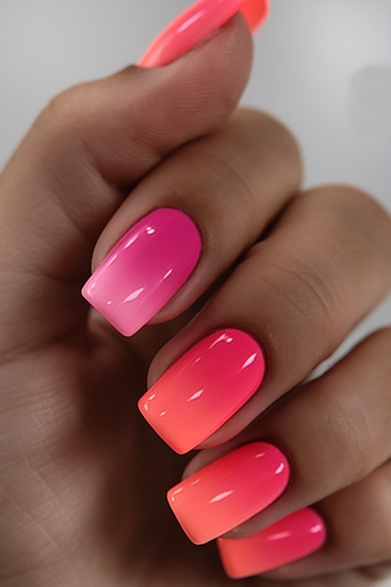 Bright Ombre Summer Nails Ideas 2025: Hot Pink, Pastel & Neon Colors for Holidays, Brunettes, and Gel Looks