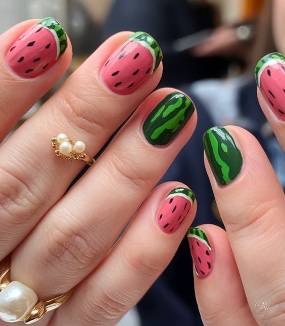 Fresh Watermelon Nails Ideas 2025 That Make Every Summer Outfit Pop with Color and Personality