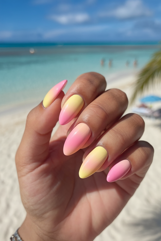 Tropical Sunset and Palm Tree Hawaii Nails Ideas 2025 for Vibrant Summer Vibes
