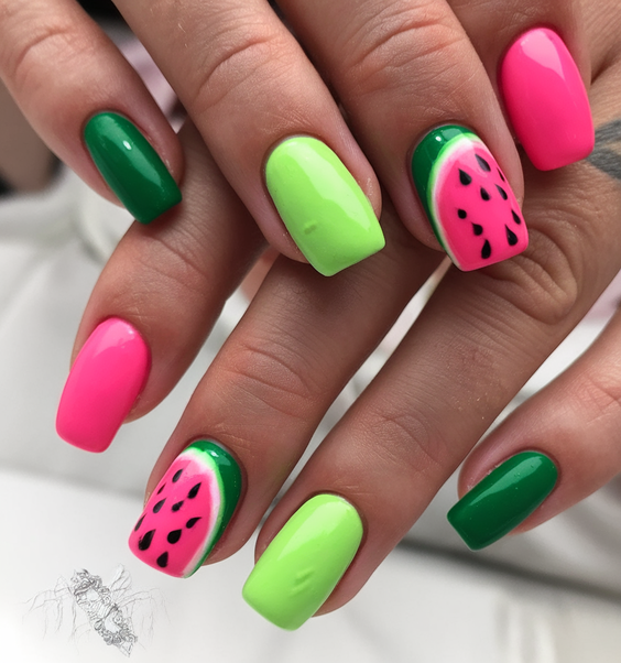 Fresh Watermelon Nails Ideas 2025 That Make Every Summer Outfit Pop with Color and Personality