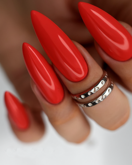 Bold and Glossy Summer Red Nail Ideas 2025 That Match Every Hair Outfit, Top, or Skirt You Wear