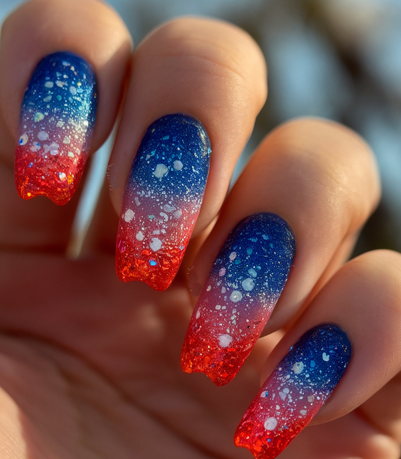 Celebrate with Sparkling Ombre Fourth of July Nails Ideas 2025 for a Festive Summer Manicure